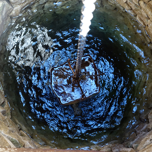 inside a well with water